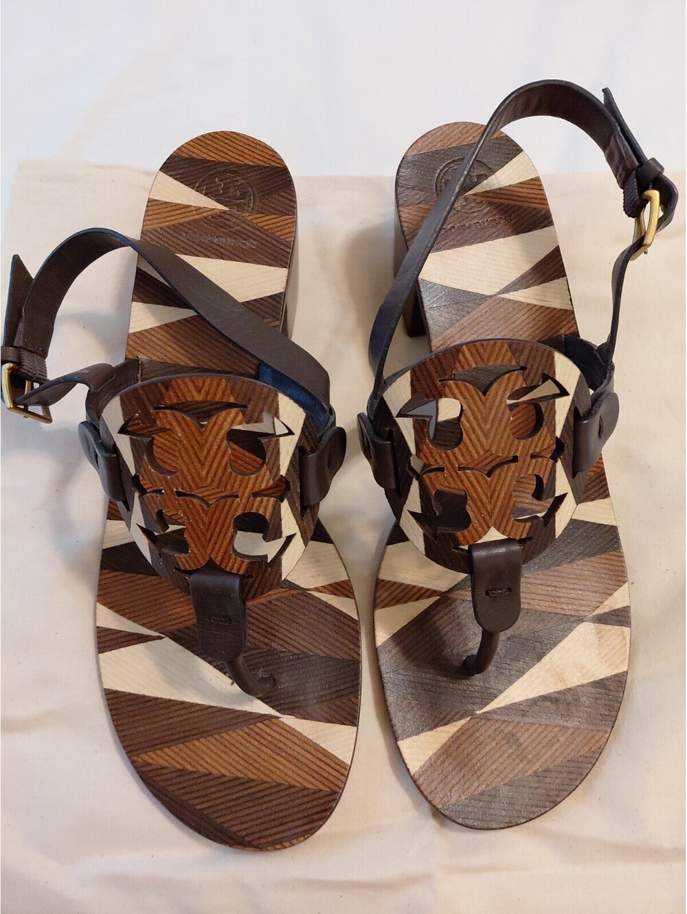 Tory Burch Miller Stacked Heel Sandals size 8.5 EUC Multicolor #403 - Picture 2 of 10